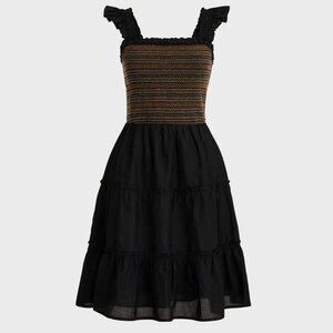 J. Crew Factory - Black Sleeveless Smocked Tiered Dress - size S